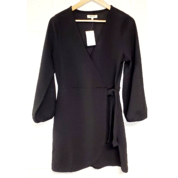 NWT Madewell Long Sleeve Faux Wrap Dress - Picture 2 of 7